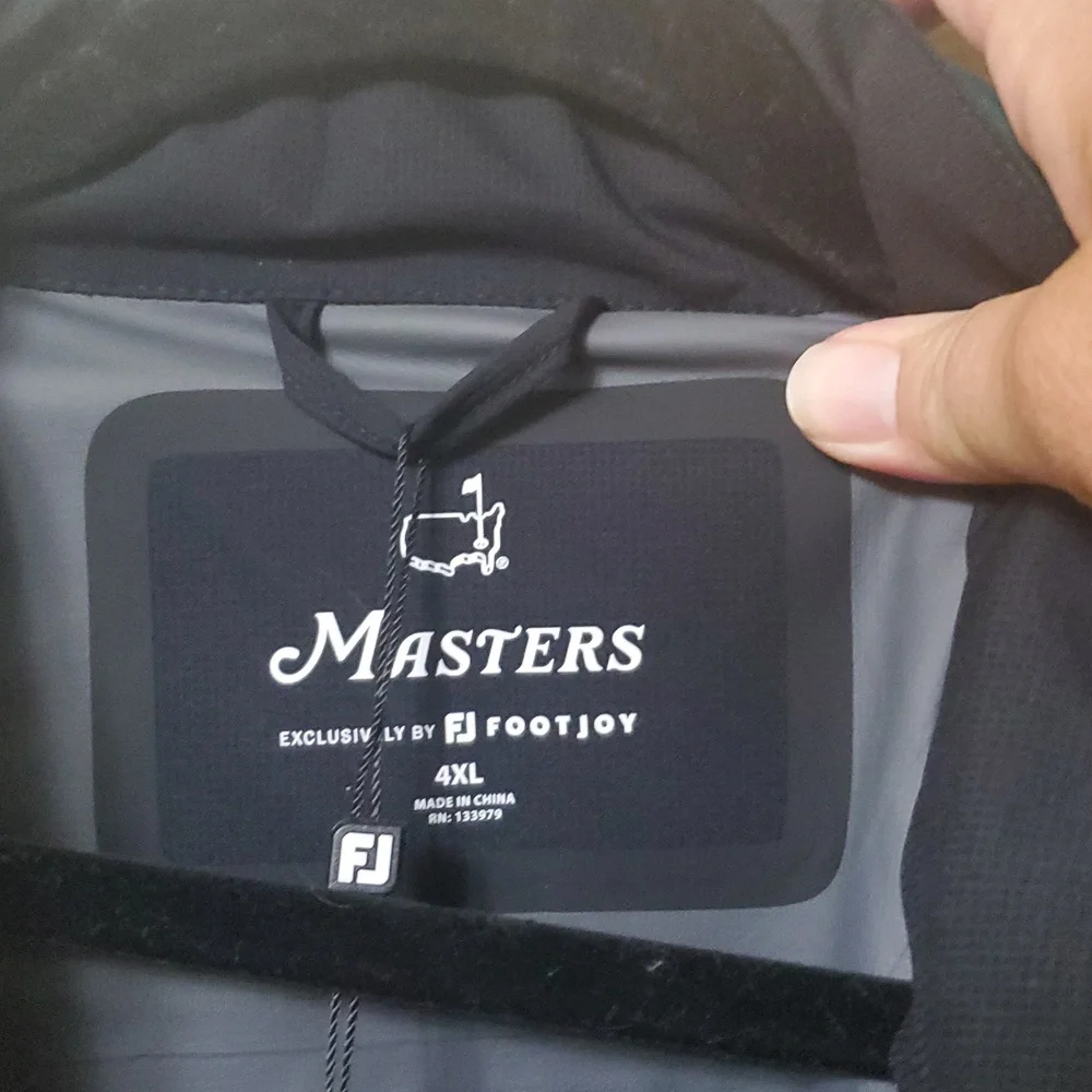 Masters FootJoy Size 4X Zip Up Rain Jacket With Hood NEW Golf Green Black - Picture 4 of 15